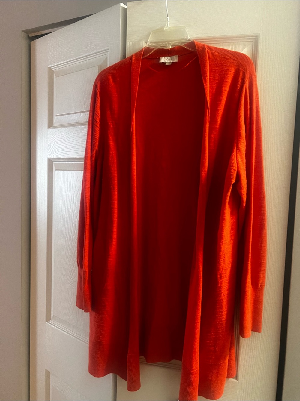 LOFT Open-Front Orange-Red Cardigan